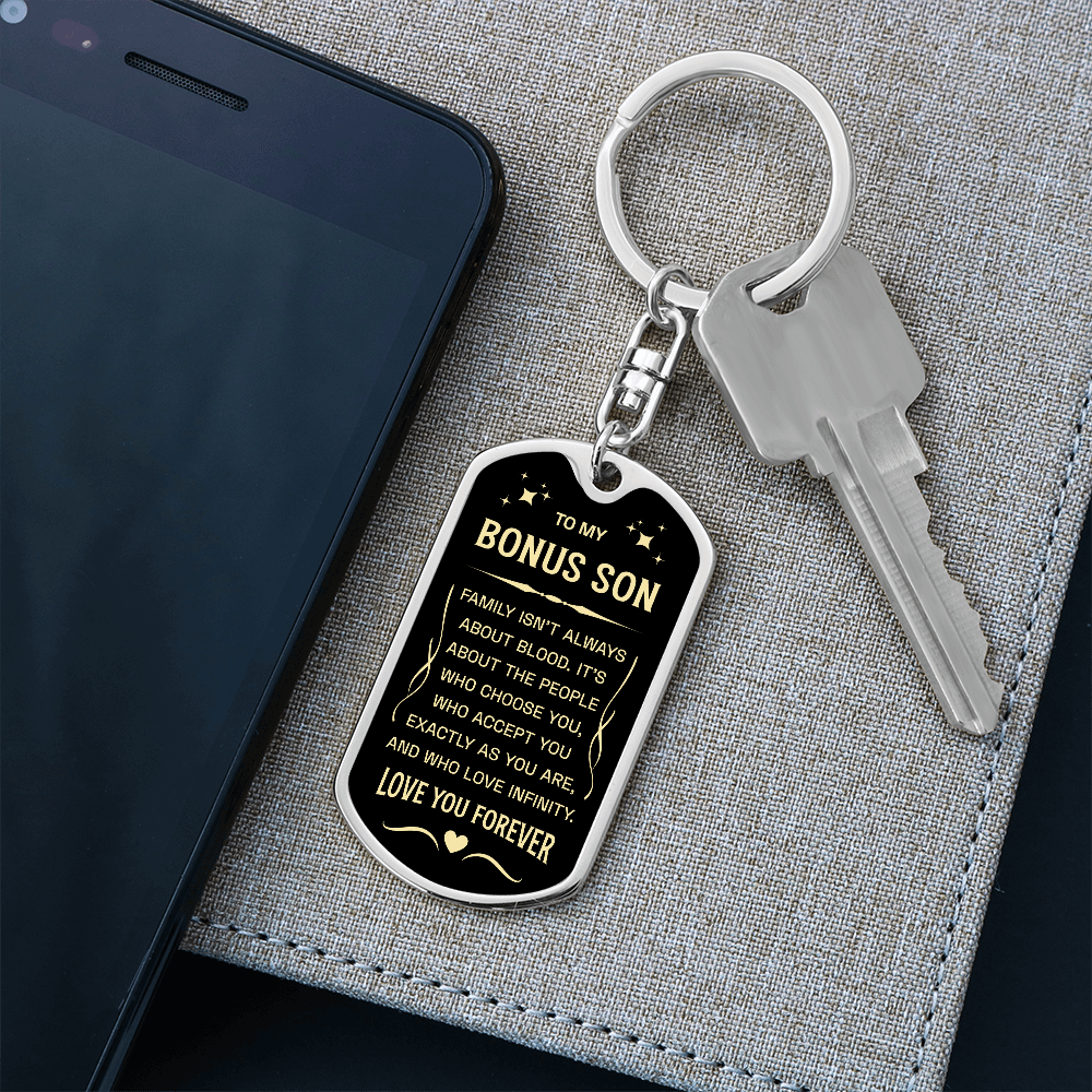 Dog Tag Keychain for Bonus Son Gifts Mom to Stepson