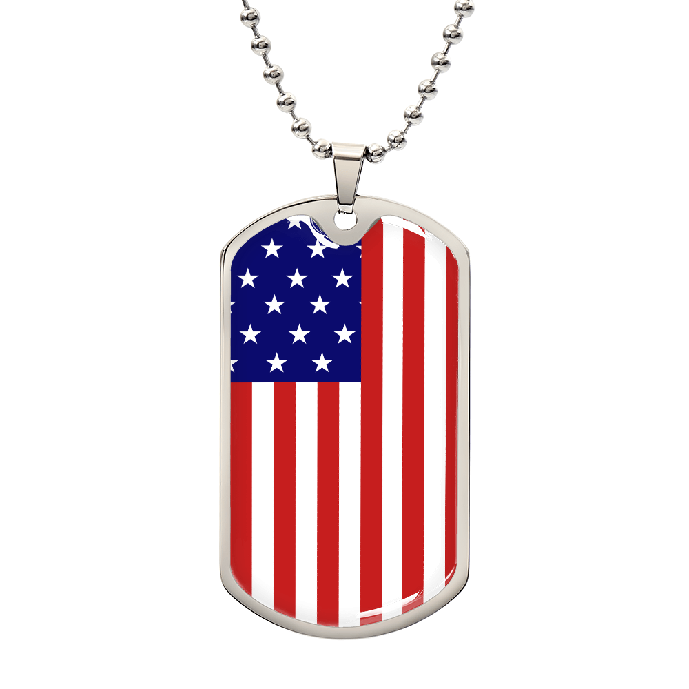 American Flag Dog Tag Necklace - Patriotism Sign - USA Flag Necklace