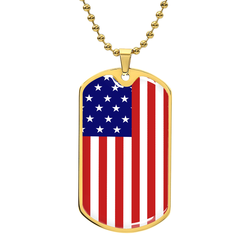 American Flag Dog Tag Necklace - Patriotism Sign - USA Flag Necklace