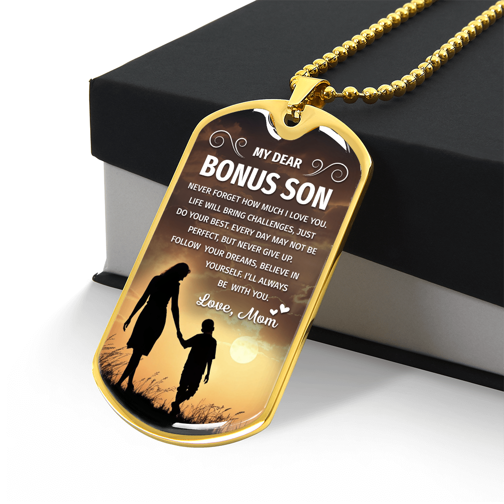 To My Bonus Son Necklace - A Loving Message from parents