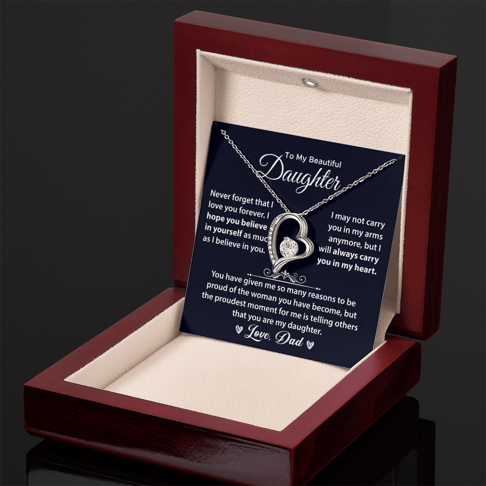 Daughter Gift - Daughter From Dad Forever Love Necklace