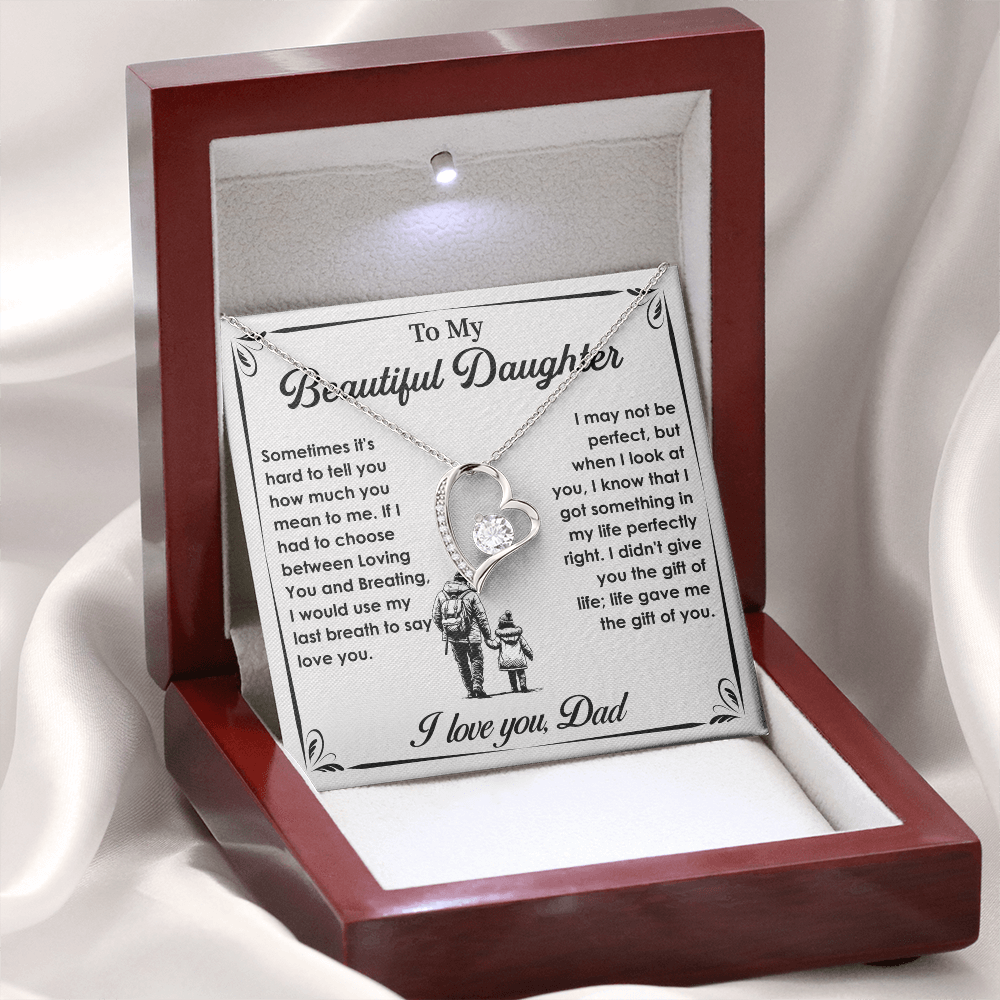 To My Daughter Gifts - Daughter Forever Love Necklace, Daughter Gifts Idea, Gifts for Daughter, Daughter Necklace Gift