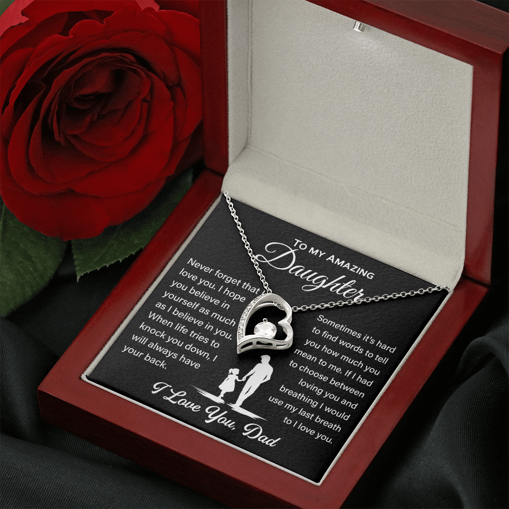To My Daughter Gifts from dad- Daughter Forever Love Necklace