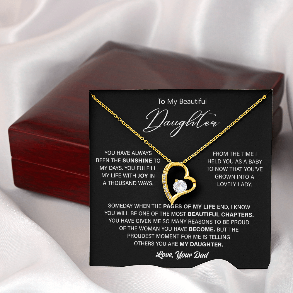 Gift For Daughter From Dad - Gold Heart Necklace