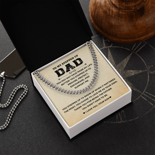 Father's Day Gifts for Stepdad, Cuban Chain Necklace for Dad