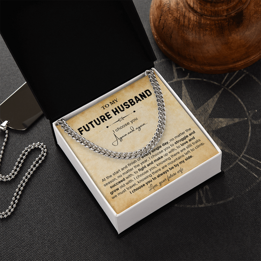 To My Future Husband Necklace, The chain really suits him