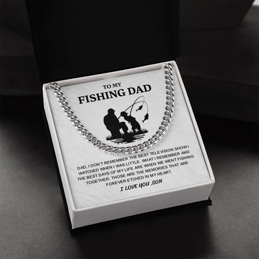 Dad Son Fishing Gifts for Father, Cuban Link Chain Gifts for Dad