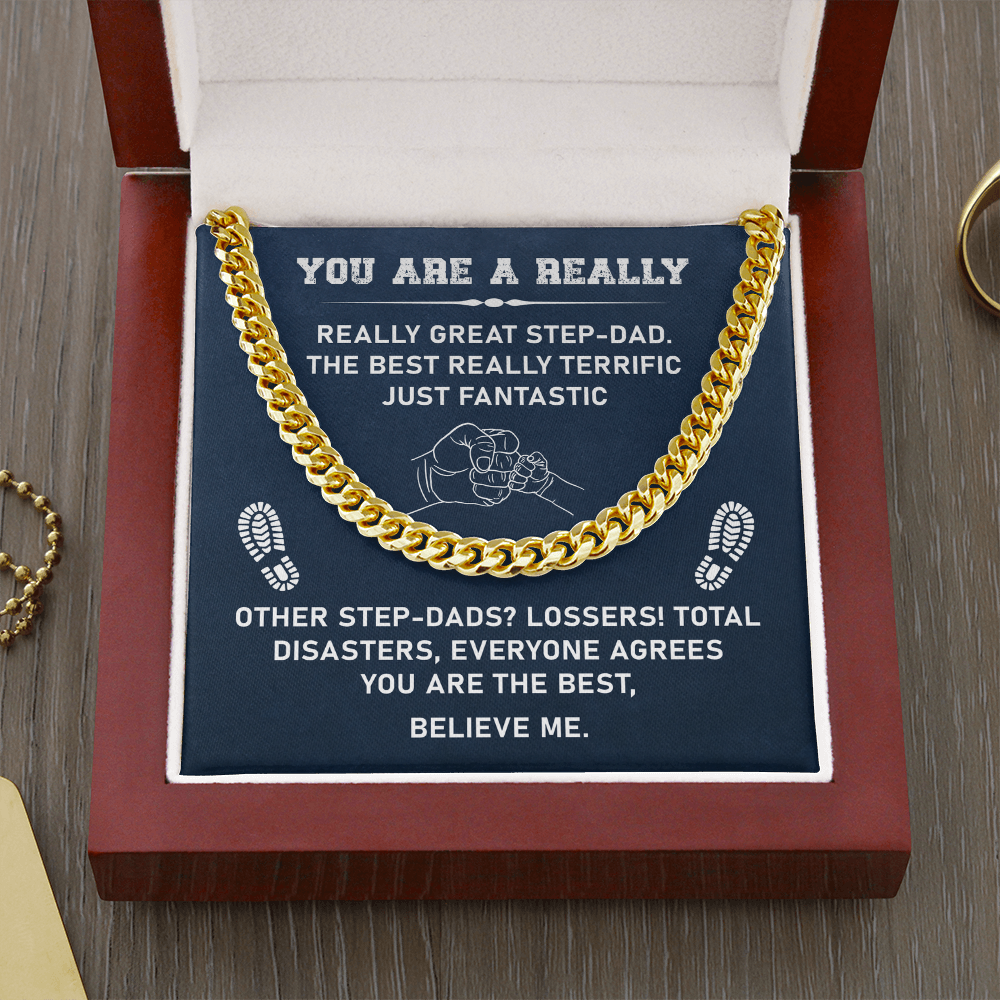 Cuban Chain Necklace for Bonus Dad, Gift Ideas for Stepdads