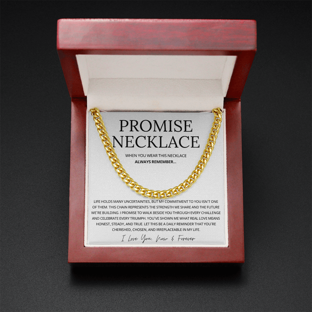 Promise Cuban Chain Necklace for Him, Sentimental Gift for Him