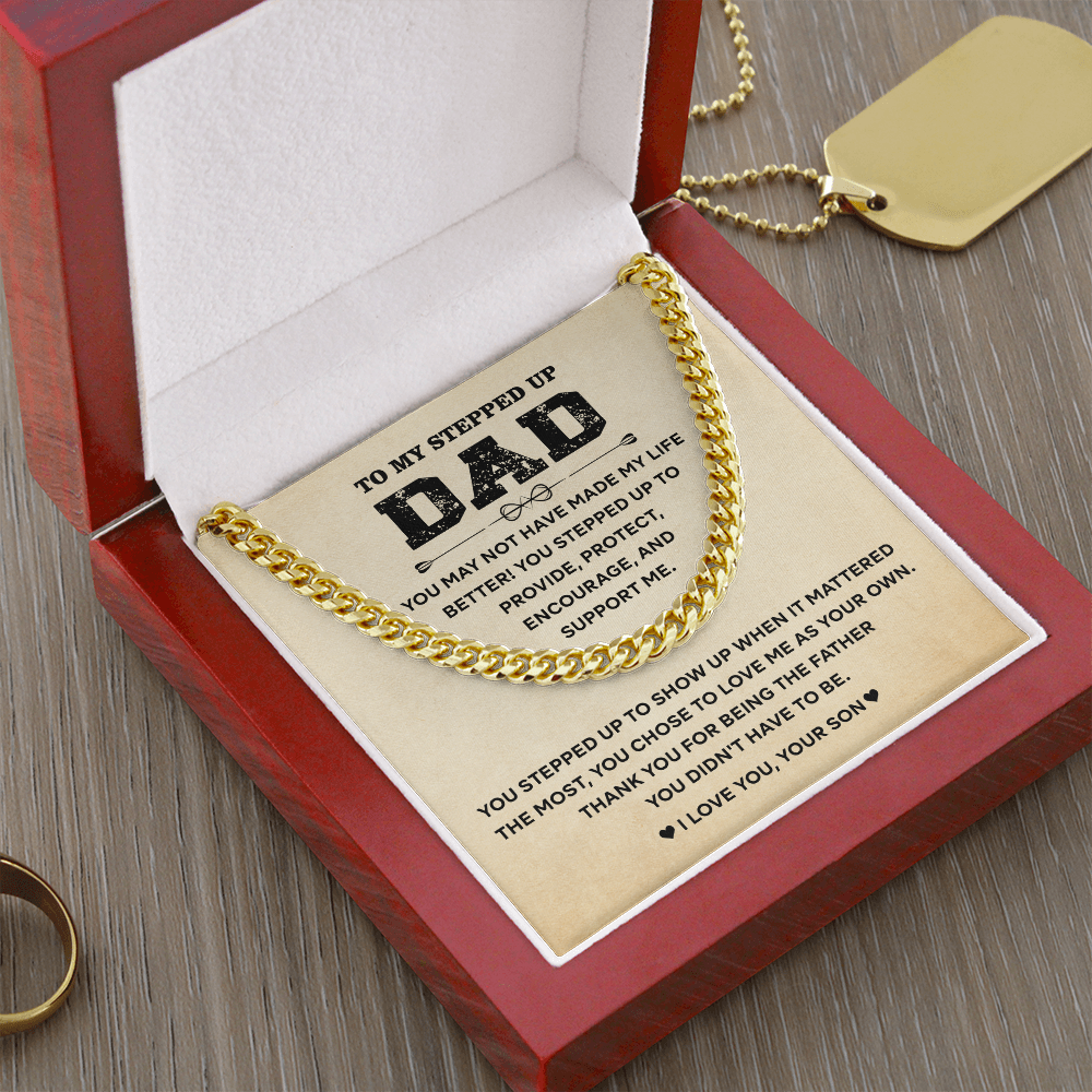 Father's Day Gifts for Stepdad, Cuban Chain Necklace for Dad