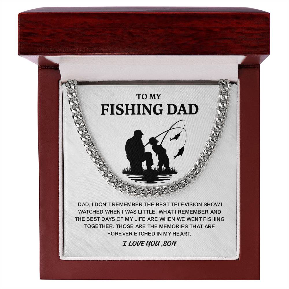 Dad Son Fishing Gifts for Father, Cuban Link Chain Gifts for Dad