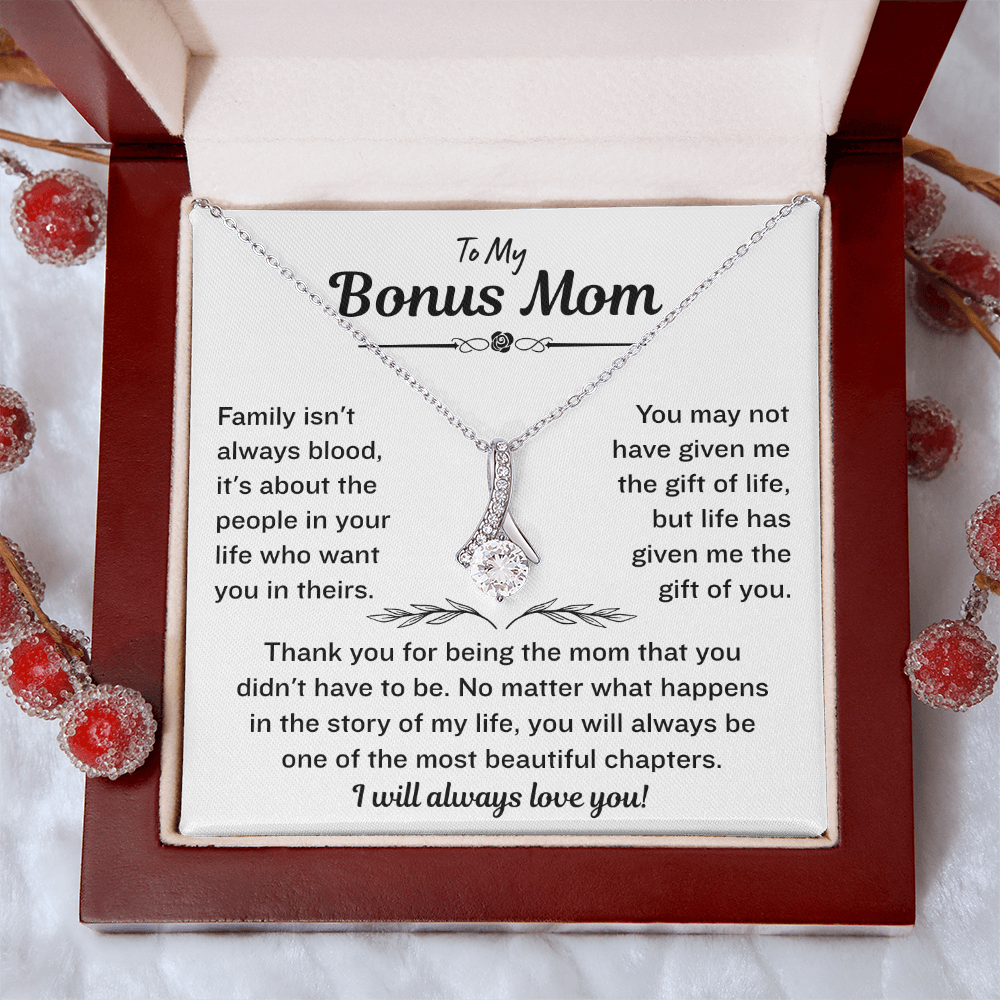 Bonus Mom Necklace From Bonus Daughter, Alluring Beauty Necklace