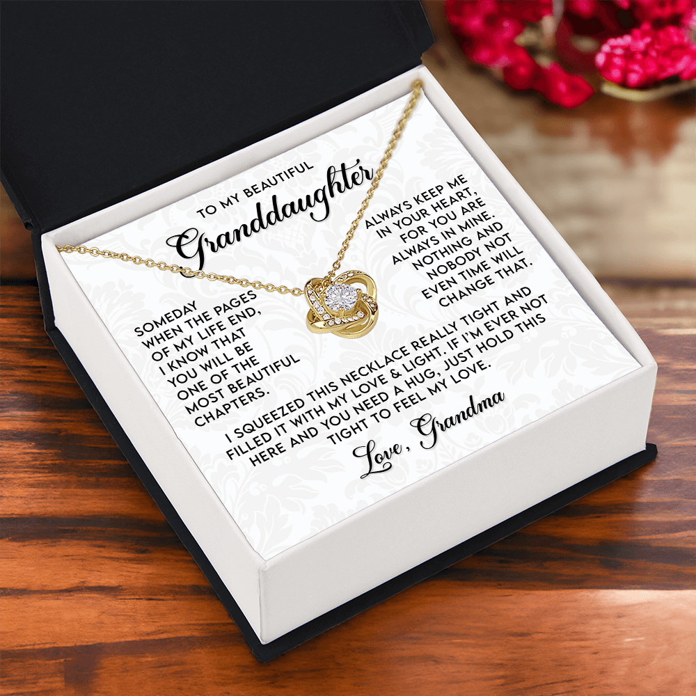 To My Granddaughter Necklace, Love Knot Necklace for Her