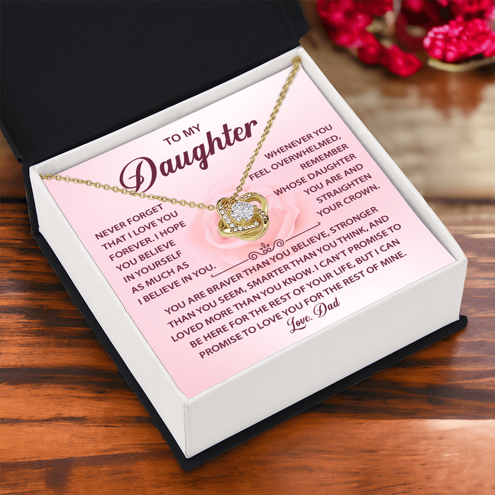 To My Daughter Necklace, Love Knot Necklace for Daughter