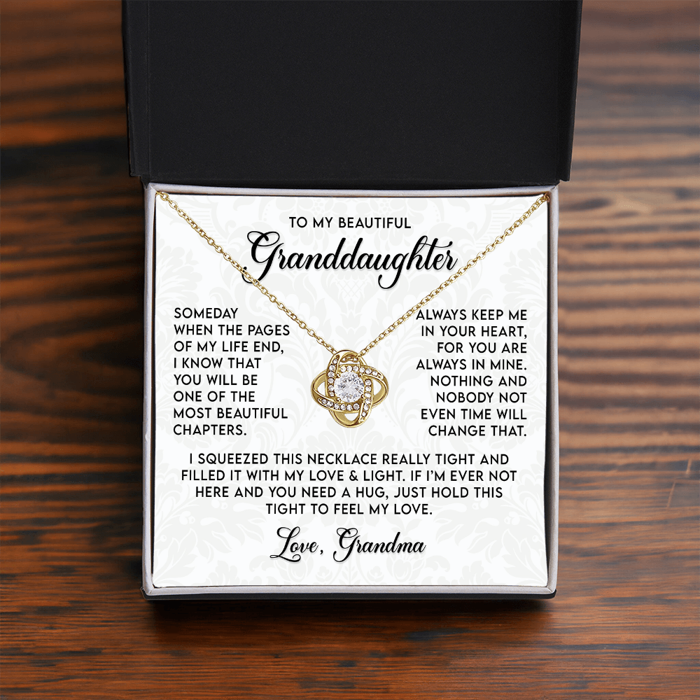 To My Granddaughter Necklace, Love Knot Necklace for Her