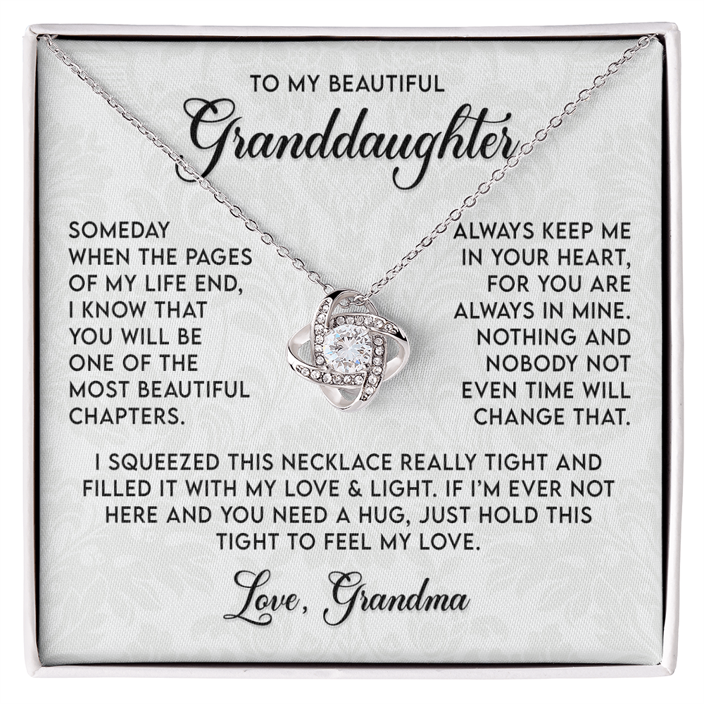 To My Granddaughter Necklace, Love Knot Necklace for Her