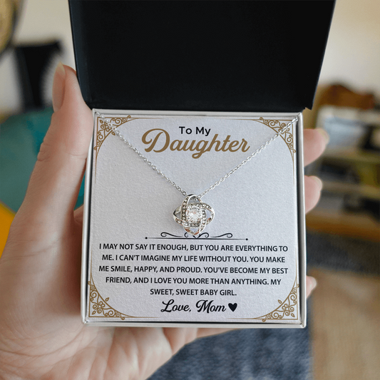 Gift for Daughter - Massage Card With Love Knot Necklace