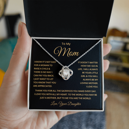To My Mom Necklace With Message Card, Mothers Day Gift From Son, Daughter