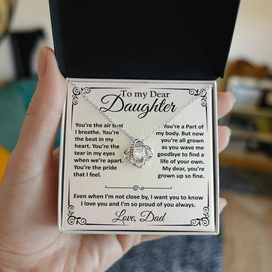 To My Daughter Necklace - Love Knot Jewelry From Dad