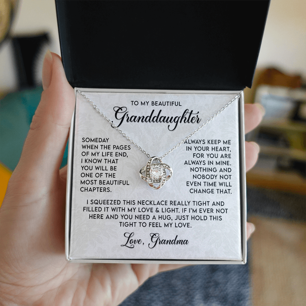 To My Granddaughter Necklace, Love Knot Necklace for Her