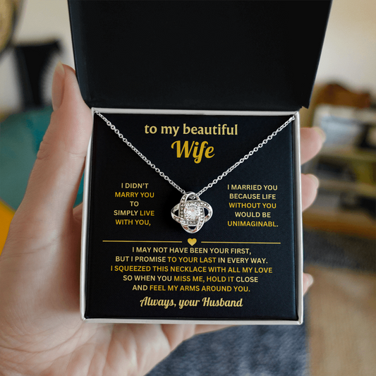 Love Knot Necklace With Message Card, Romantic Jewelry For Her
