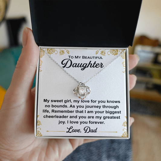 To My Daughter, Love Knot Necklace From Dad, Jewelry Gifts