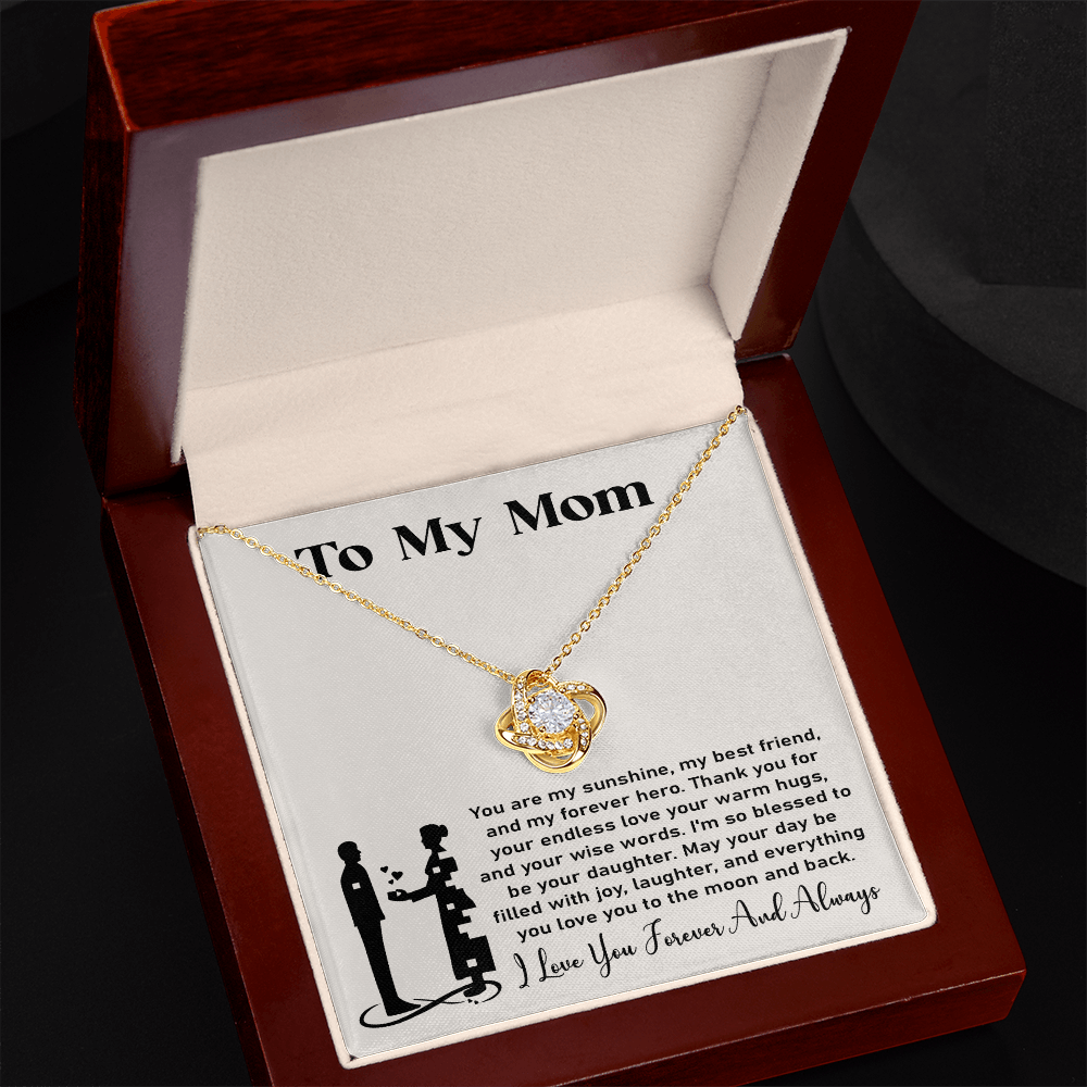 Love Knot necklace gift box with a heartfelt message