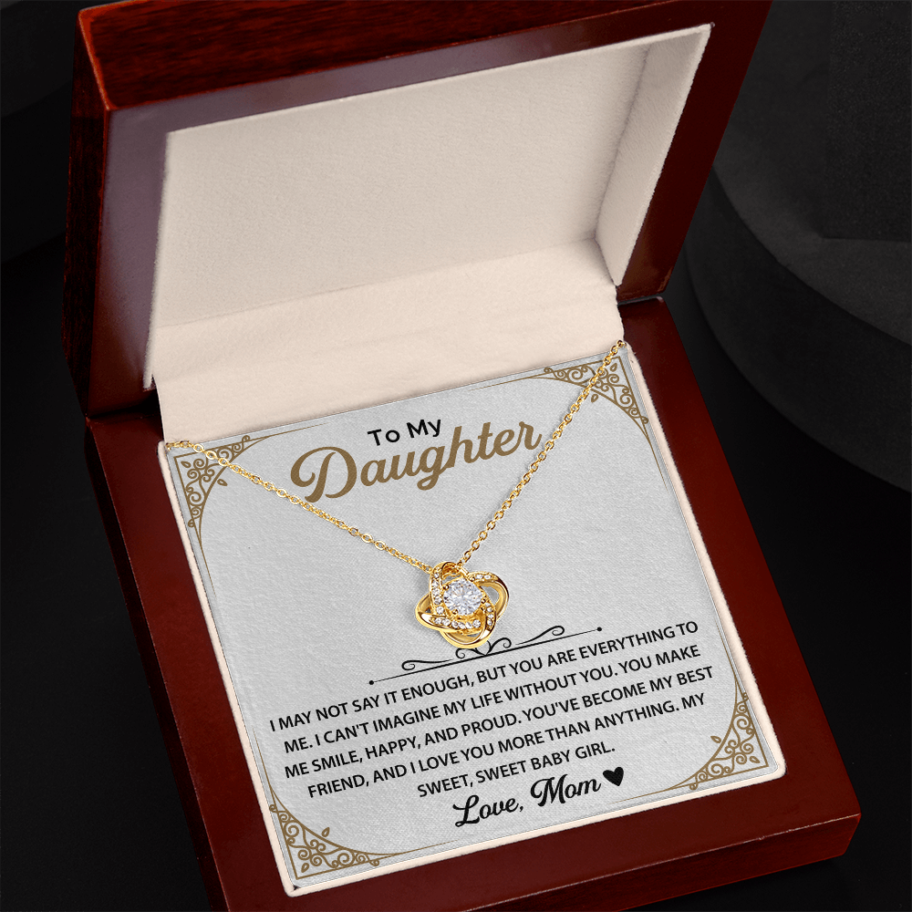 Gift for Daughter - Massage Card With Love Knot Necklace