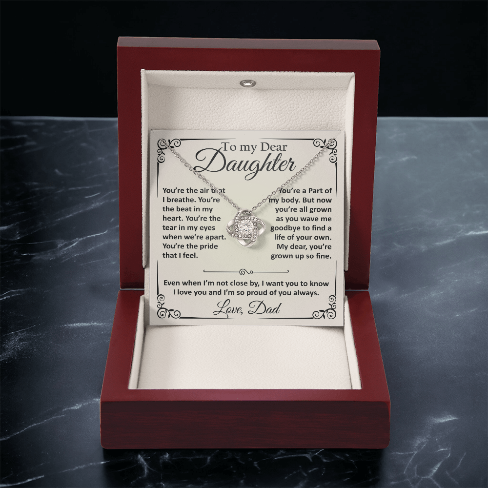To My Daughter Necklace - Love Knot Jewelry From Dad