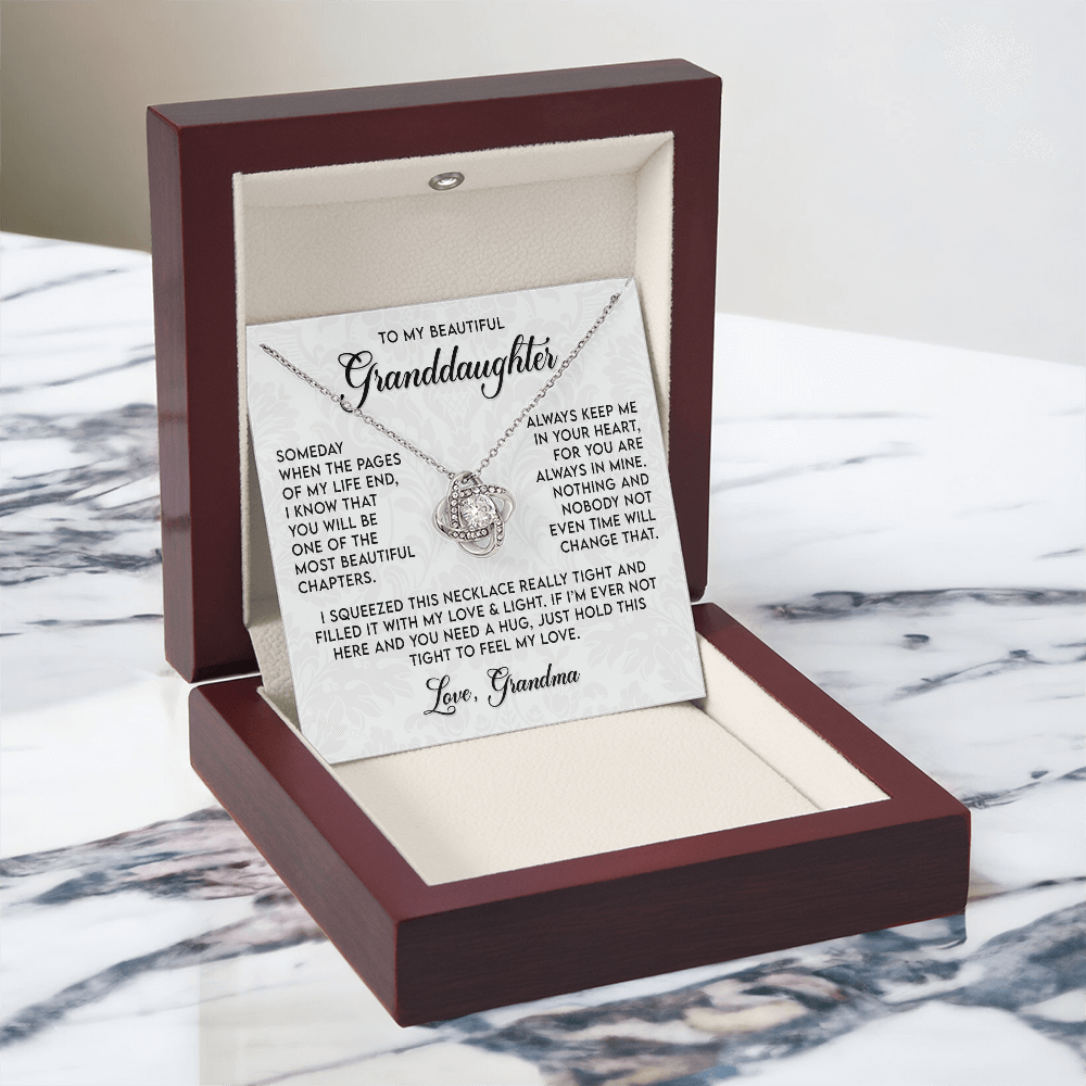To My Granddaughter Necklace, Love Knot Necklace for Her