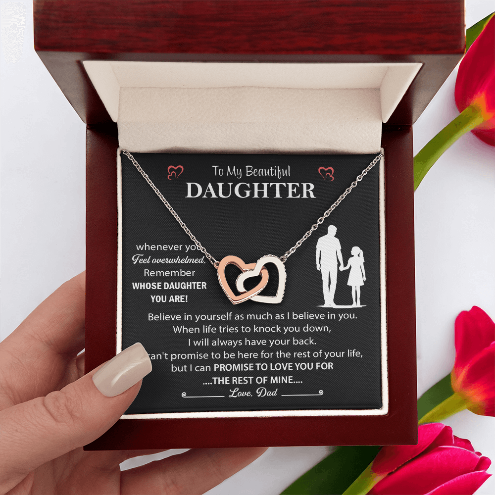 Daughter Necklace from Mom, Interlocking Heart Necklace