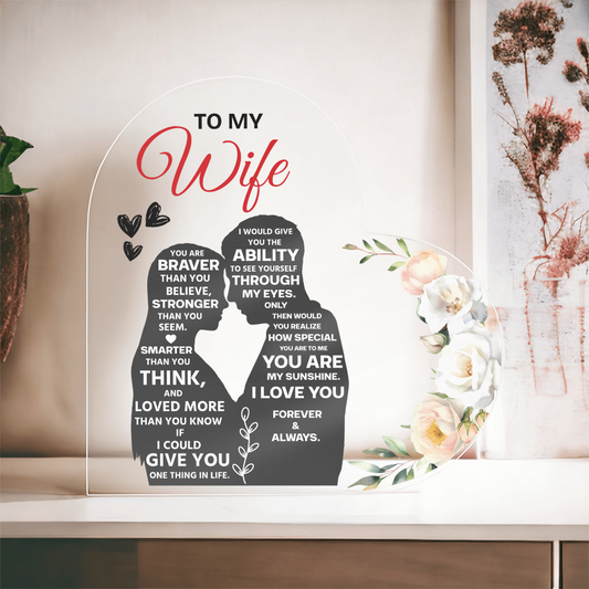 To My Wife Heart Acrylic Block, Romantic Valentine's Day Gift for Her