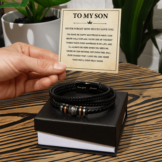 To My Son | Love You Forever | Leather Braid Bracelet