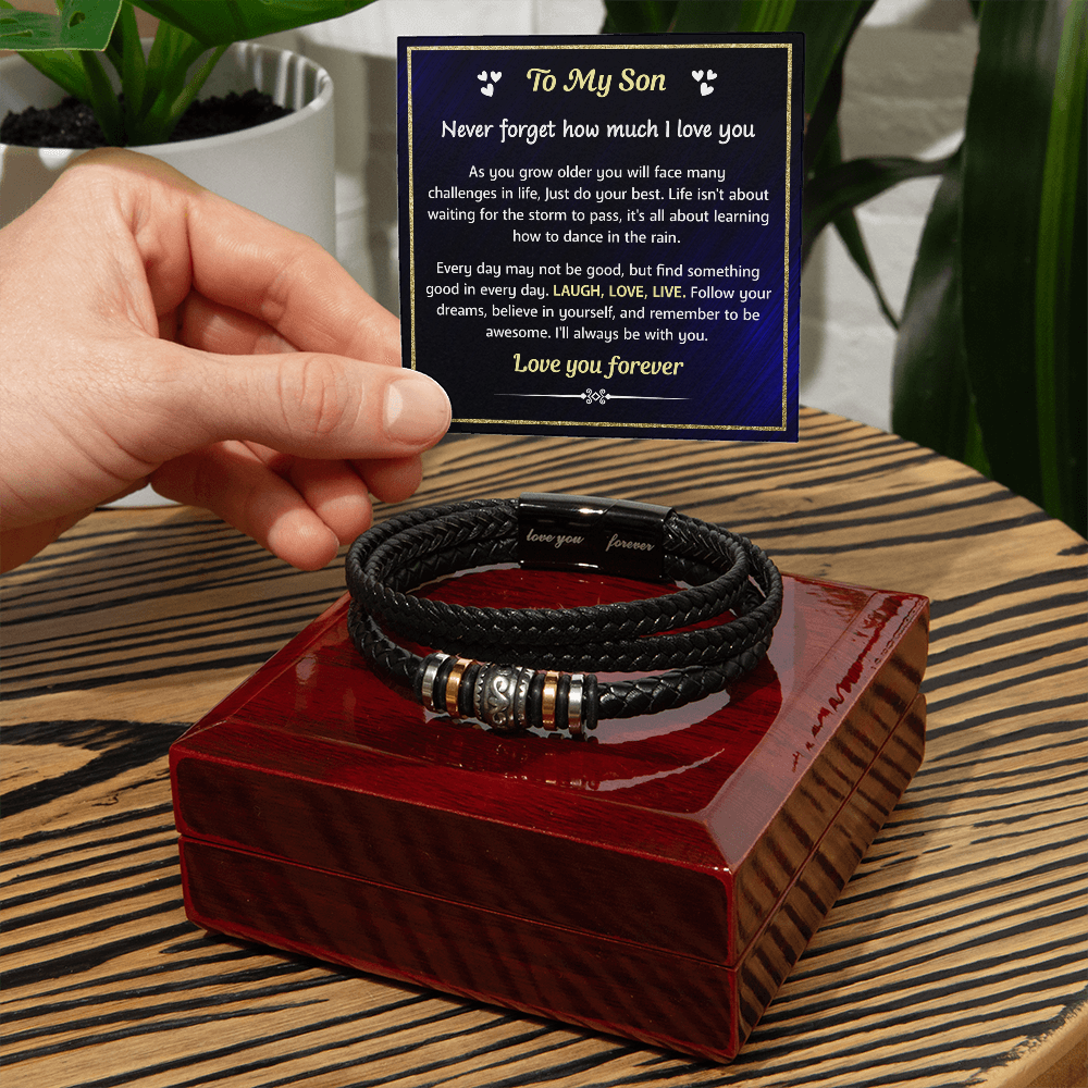 A bracelet for a bonus son with a gift card.
