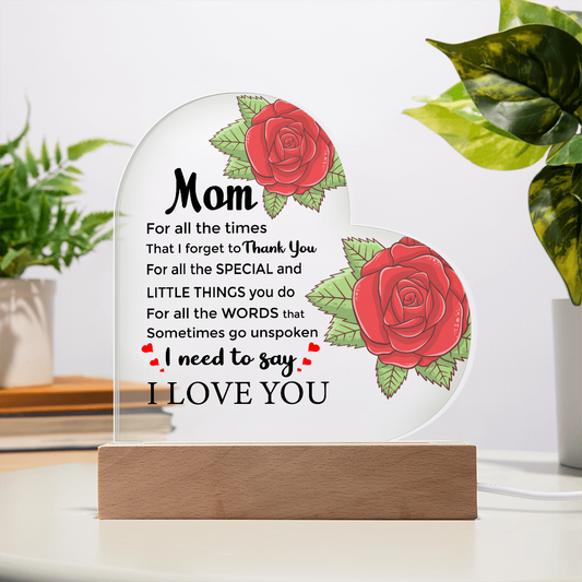 To My Mom Acrylic Heart Plaque – New Mom Gift