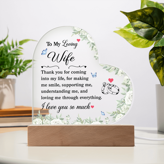 To My Wife Heart Acrylic Plaque - Birthday Gift For Wife