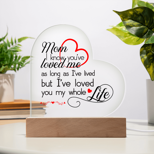 Elegant acrylic plaque with a heartfelt message for Mom