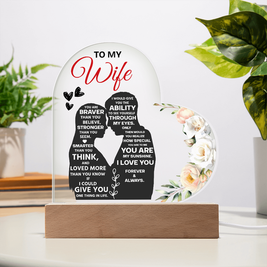 To My Wife Heart Acrylic Plaque – Romantic Valentine's Day Gift