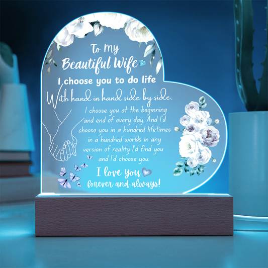 Heart Acrylic Plaque for Wife – Meaningful Valentine's Gift