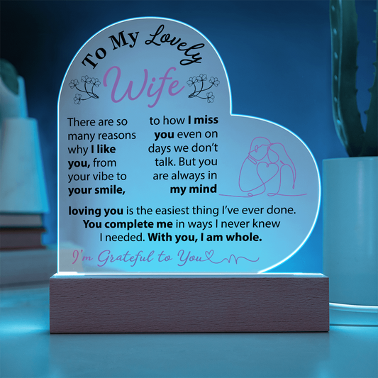 Unique Gifts For Women- Acrylic Plaque For My Wife