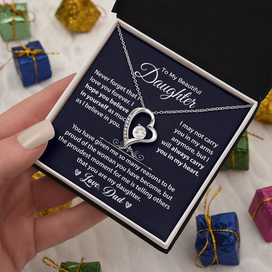 Daughter Gift - Daughter From Dad Forever Love Necklace