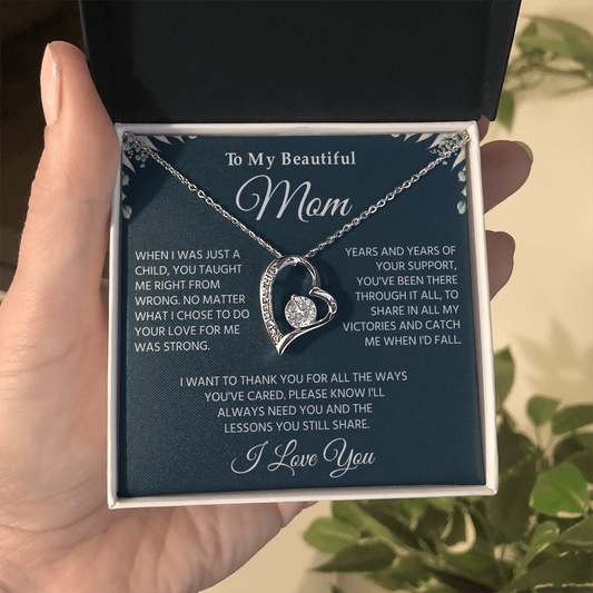 To My Mom Necklace, Sentimental Jewelry Gift From Son With Heartfelt Message