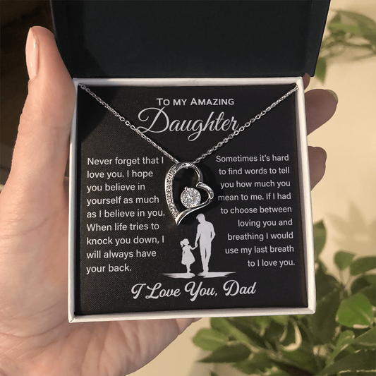 To My Daughter Gifts from dad- Daughter Forever Love Necklace