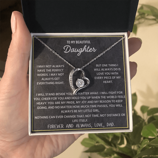 To My Beautiful Daughter | Never Forget That I Love You | Forever Love Necklace