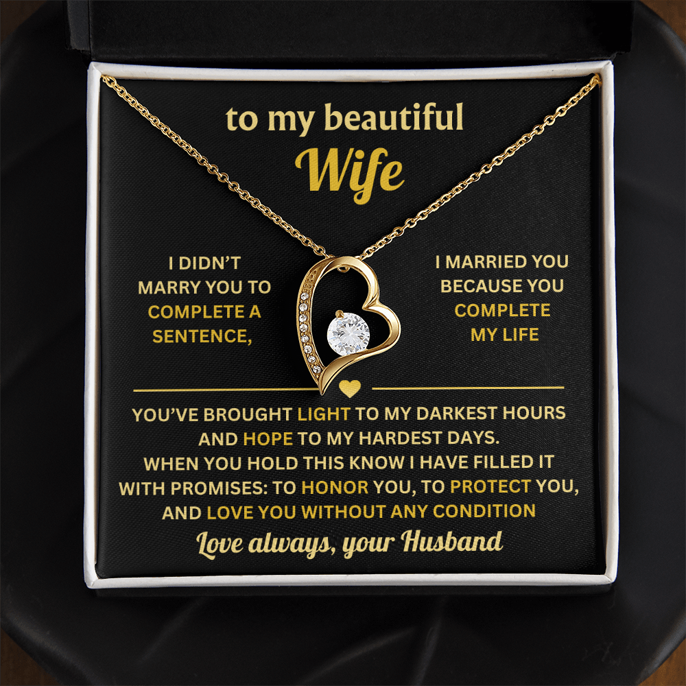 To My Wife Necklace from Husband, Wife Birthday Gifts