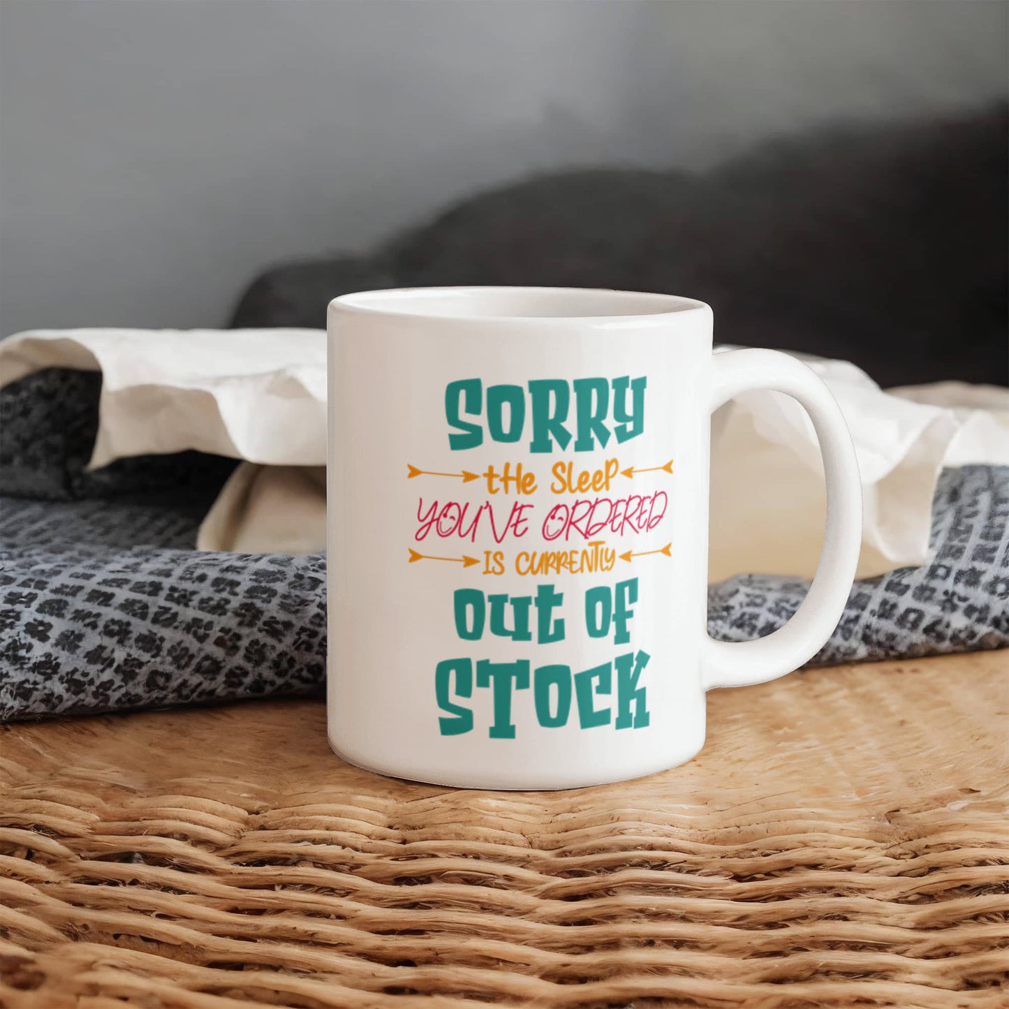 Funny white coffee mug with quote