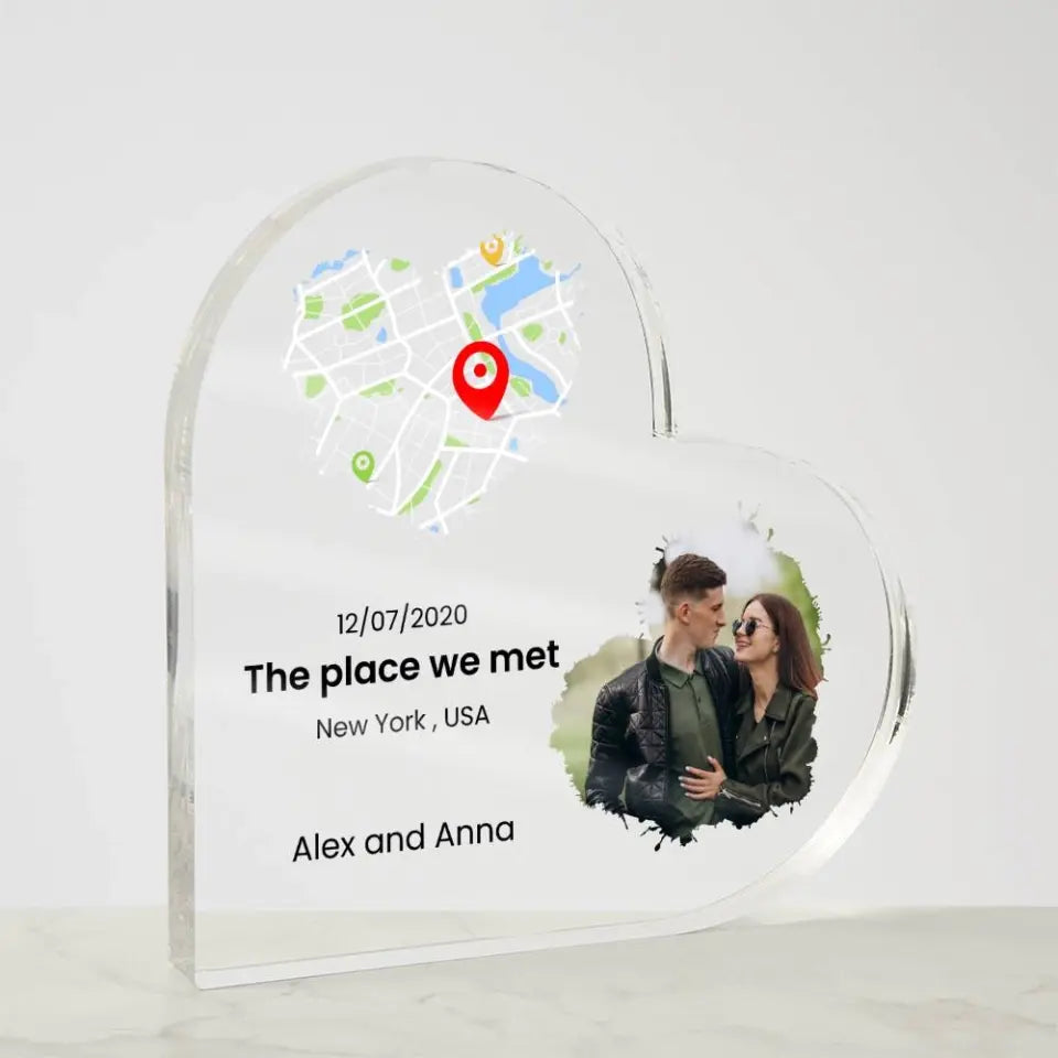 Personalized your memorable Date with Photos Acrylic Heart Plaque