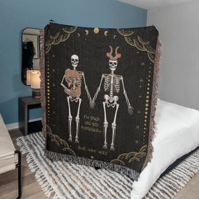 Custom Zodiac Skeleton Couple Woven Blanket