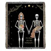 Custom Zodiac Skeleton Couple Woven Blanket