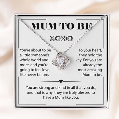 XOXIO - Mum to Be Love Knot Necklace, Perfect New Mom Gift From Baby